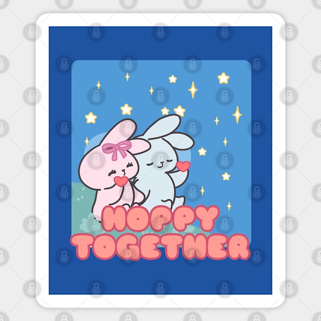 Cute Bunny Happy Together Magnet by LoppiTokki